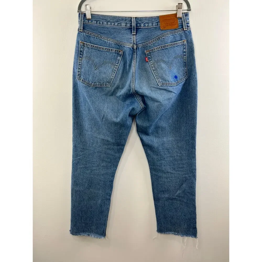 Levi's Premium Blue Medium Wash Cotton Raw Hem Women's Denim Jeans Size 30